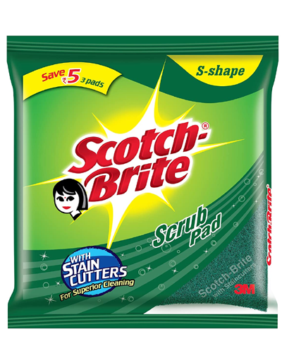 Scotch-Brite 1 Piece Steel and 3 Piece Scrub Pad Regular Super Saver (Green, Pack of 4)
