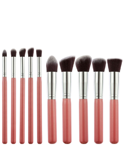 Generic Foundation, Eyeshadow Makeup Brush Set, Pink (Set Of 10)