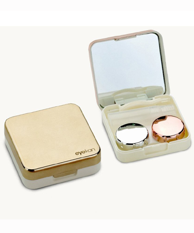 INOVERA (LABEL) Eyekan Travel Contact Lens Plastic Case Box with Mirror, Gold