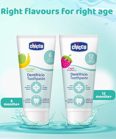 Chicco Toothpaste, Strawberry Flavour for 12m+ Baby, Fluoride-free, Preservative-free (50 ml)