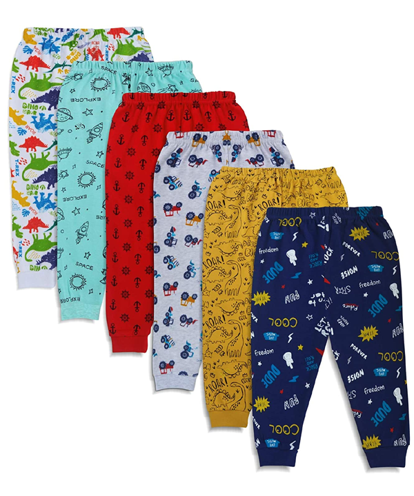 Minicult Cotton Baby Pajama Pants Unisex with Rib(Pack of 6)