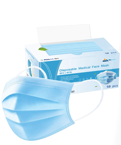 WeCool Melt-Blown Disposable Face Mask with adjustable Nose Clip 3ply protection (Blue, Without Valve)
