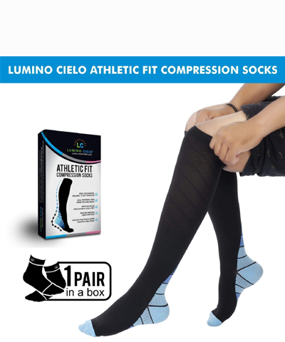 Lumino Cielo Athletic Fit Graduated Compression Socks, Knee Length for Marathon Runners