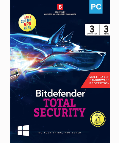 BitDefender Total Security Latest Version (Windows) - 3 User, 3 Years