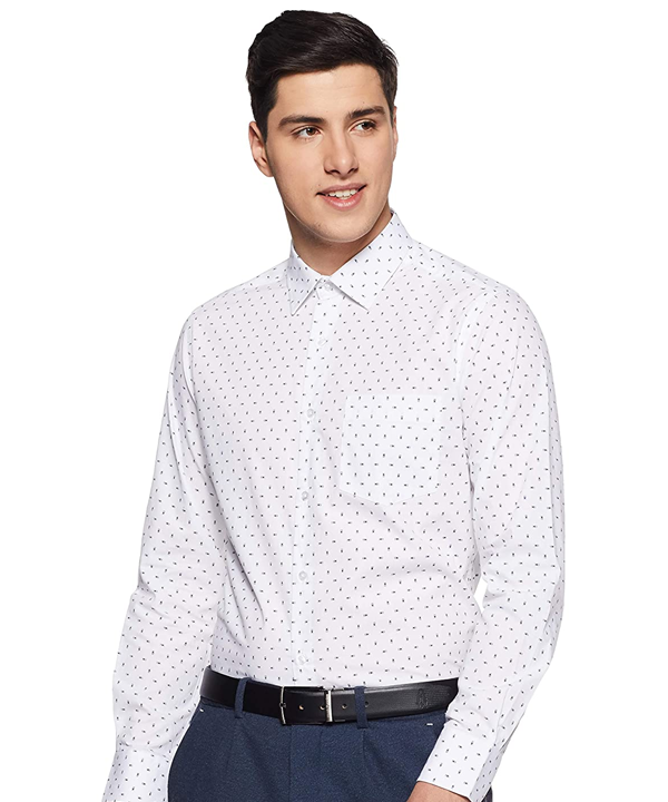 Diverse Men\'s Printed Regular Fit Full Sleeve Cotton Formal Shirt