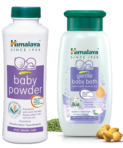 Himalaya Baby Powder (400g) & Himalaya Gentle Baby Bath (400ml)